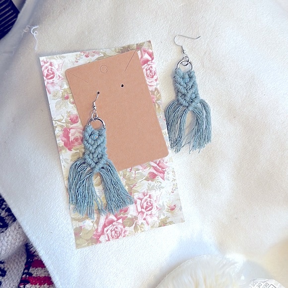 🏹BoHeMiAn EaRrInGs 🏹 »-»MaCrÄmË wOvEn FiBeR aRtWoRk«—« bOhO sTyLe|| by Laney - Picture 3 of 16